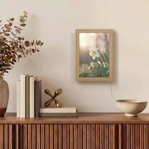 Narcis - Bloem - Minimalistisch Light Box met kabel (Tafellamp) klein -sfeer2