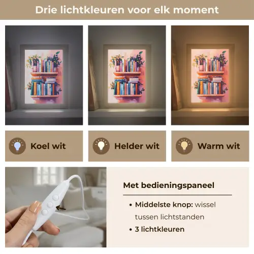 Planken - Boeken - Bladeren Light Box met kabel (Tafellamp) klein -USP_lichtkleurNL