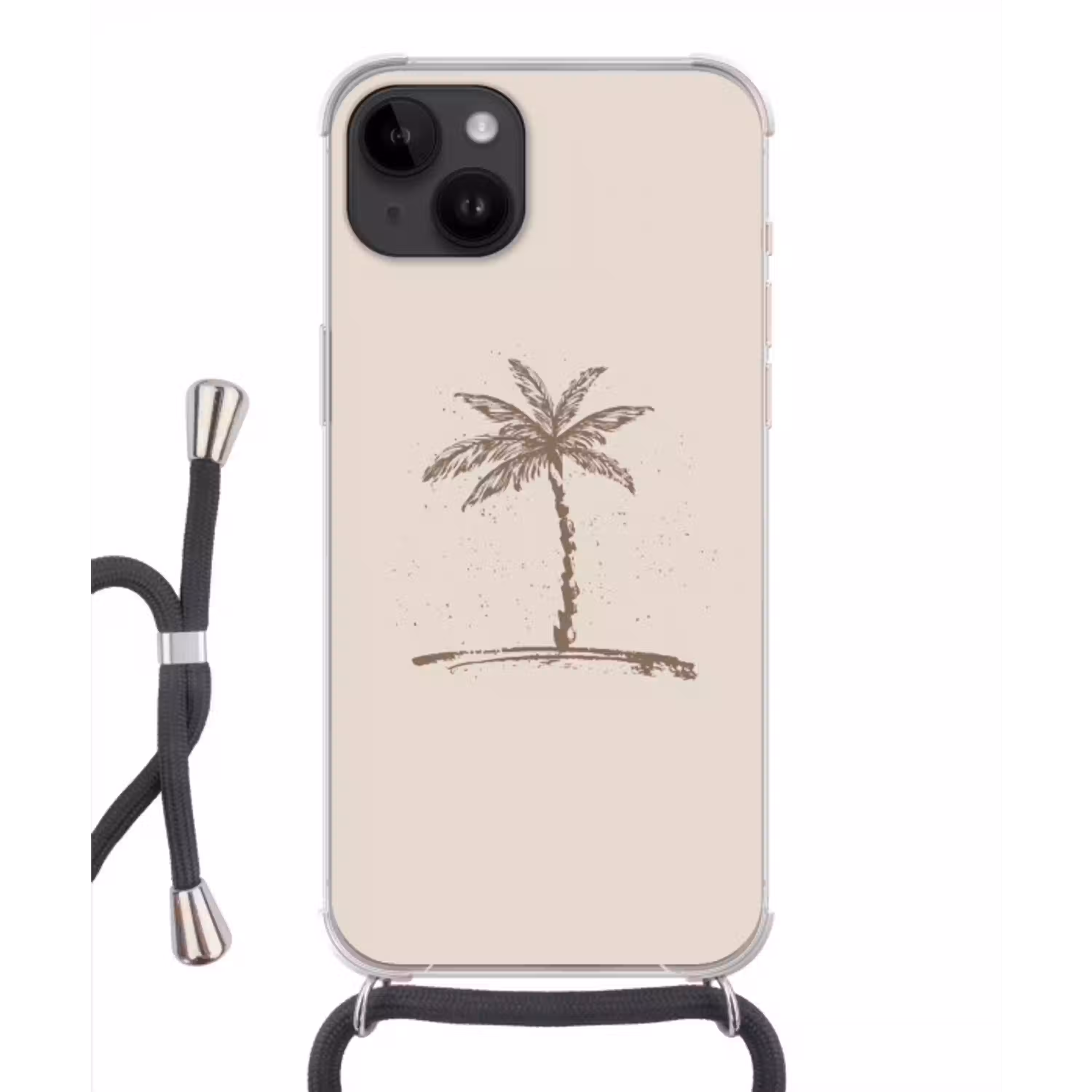 Palmboom - Bruin - Beige - Tropisch Crossbody Case iPhone 14 middel -3d