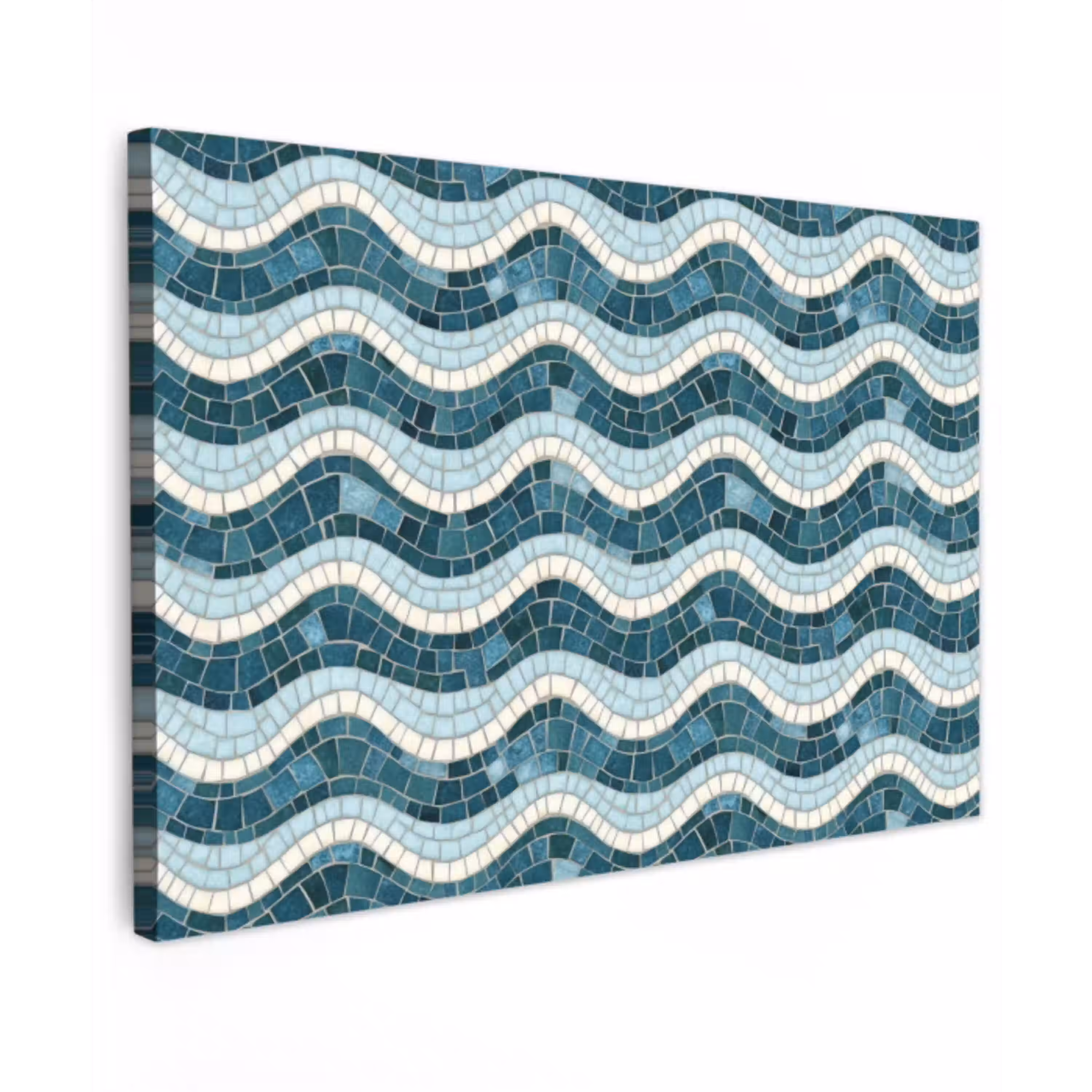 Blauw - Wit - Mozaïek - Golvend canvas 2cm klein 34 -z3d