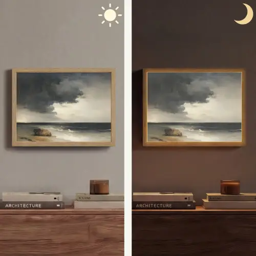 Kust - Golven - Rots - Storm Light Box met batterij (Wandlamp) middel -sfeer3