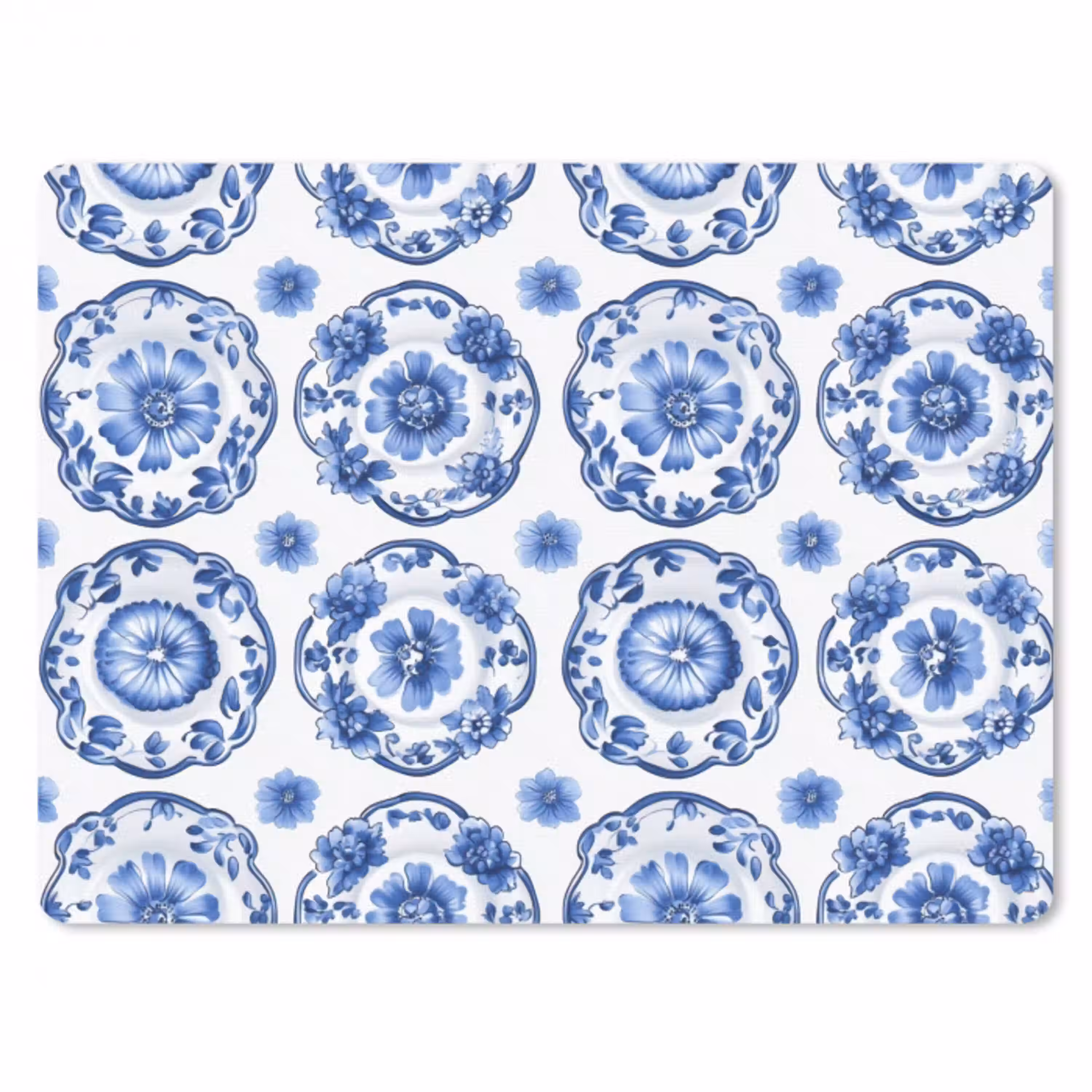 Sierborden - Bloemen - Blauw muismat rubber klein 262 -3d