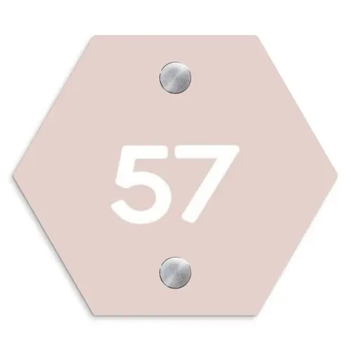 Lichtroze - Traditioneel Naambord Hexagon klein -3d