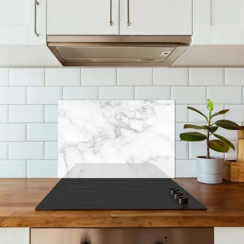 Marmer - Grijs - Wit - Marmerstructuur keuken achterwand spatscherm klein -sfeer2