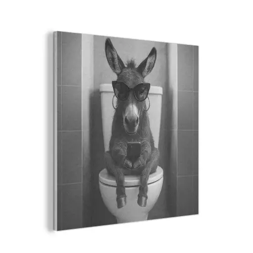 Ezel - Telefoon - Toilet - Zwart - Wit PET vilt klein -3d