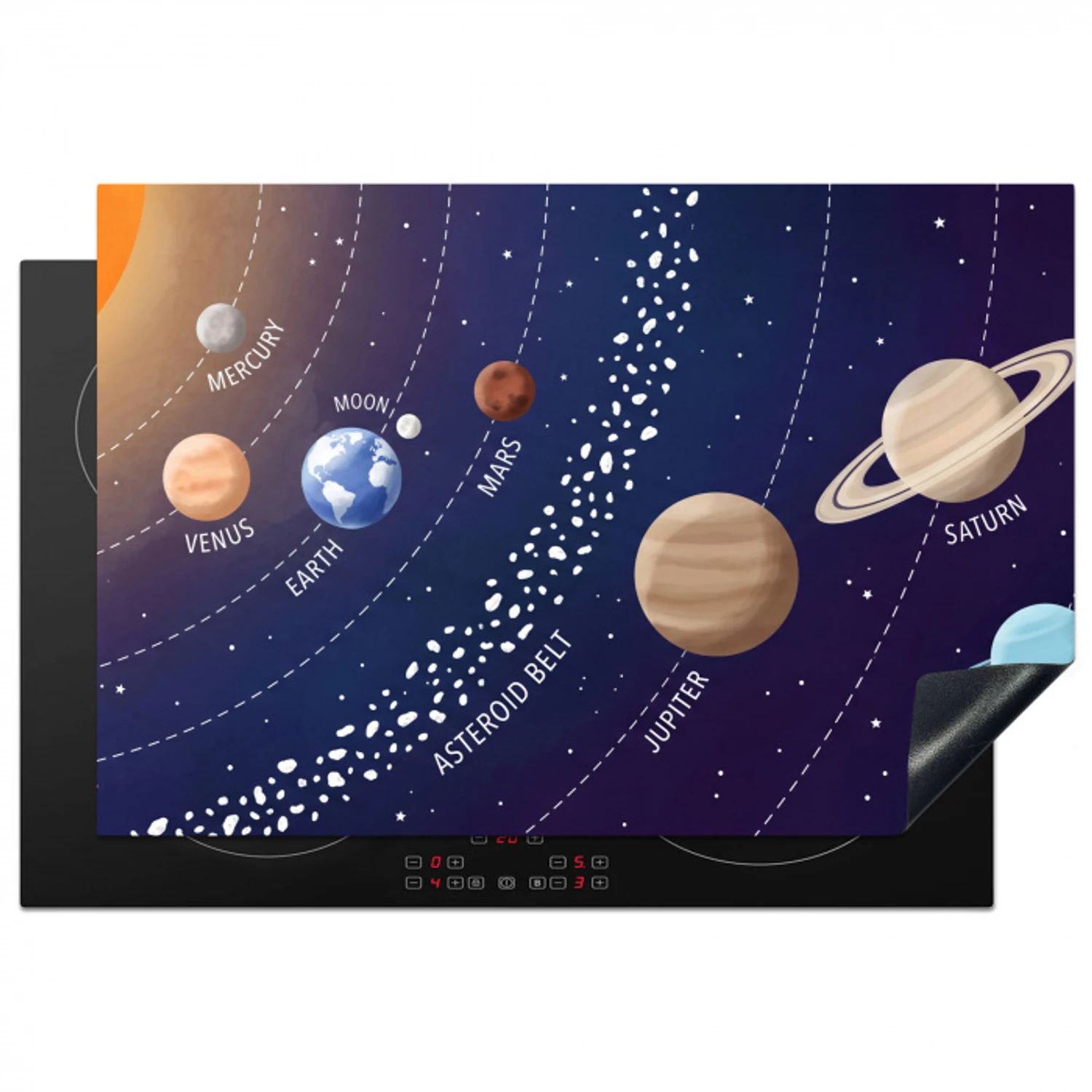 Planetenstelsel - Ruimte - Illustratie Inductie beschermer vinyl 3mm klein -3d