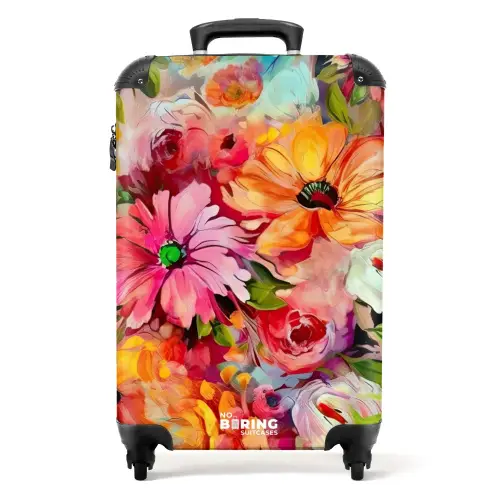 Bloemen - Kleurrijk - Kunst - Olieverf NBS - Handbagage koffer - Kinderen Unisex middel -productfoto_recht