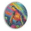 Koraal - Schildpad - Abstract - Water Akoestische PET Vilt - Rond klein -3d