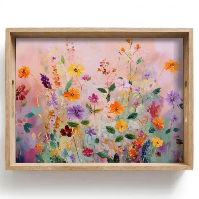 Schilderij - Bloemen - Abstract - Kleurrijk Dienblad Rechthoek middel -z3d_shopping