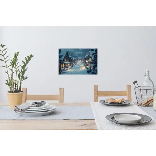 Kerstdorp - Kerst - Sneeuw - Winter Muursticker klein -eettafel