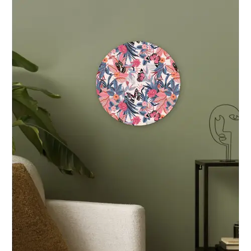 Tropisch - Zomer - Vlinder - Perzik Wandcirkel kunststof plaat 5mm dik klein 188 -sfeer3