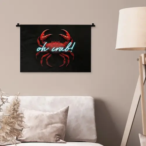 Krab - Rood - Neon - Quote Wandkleed katoen klein -sfeer4