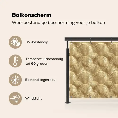 Patroon - Waaier -  Goud Balkonbeschermer Duitsland klein 596 -specs_NL