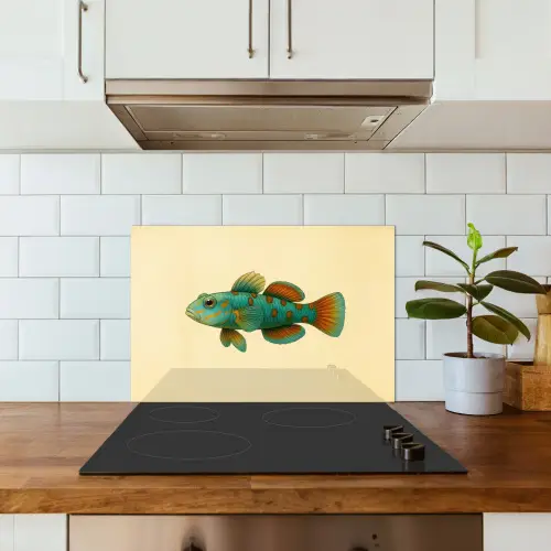 Vis - Blauw - Stippen - Schubben keuken achterwand spatscherm klein -sfeer2