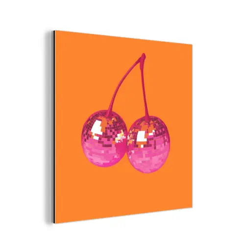 Discoballen - Kers - Spiegels - Roze aluminium wit klein -3d