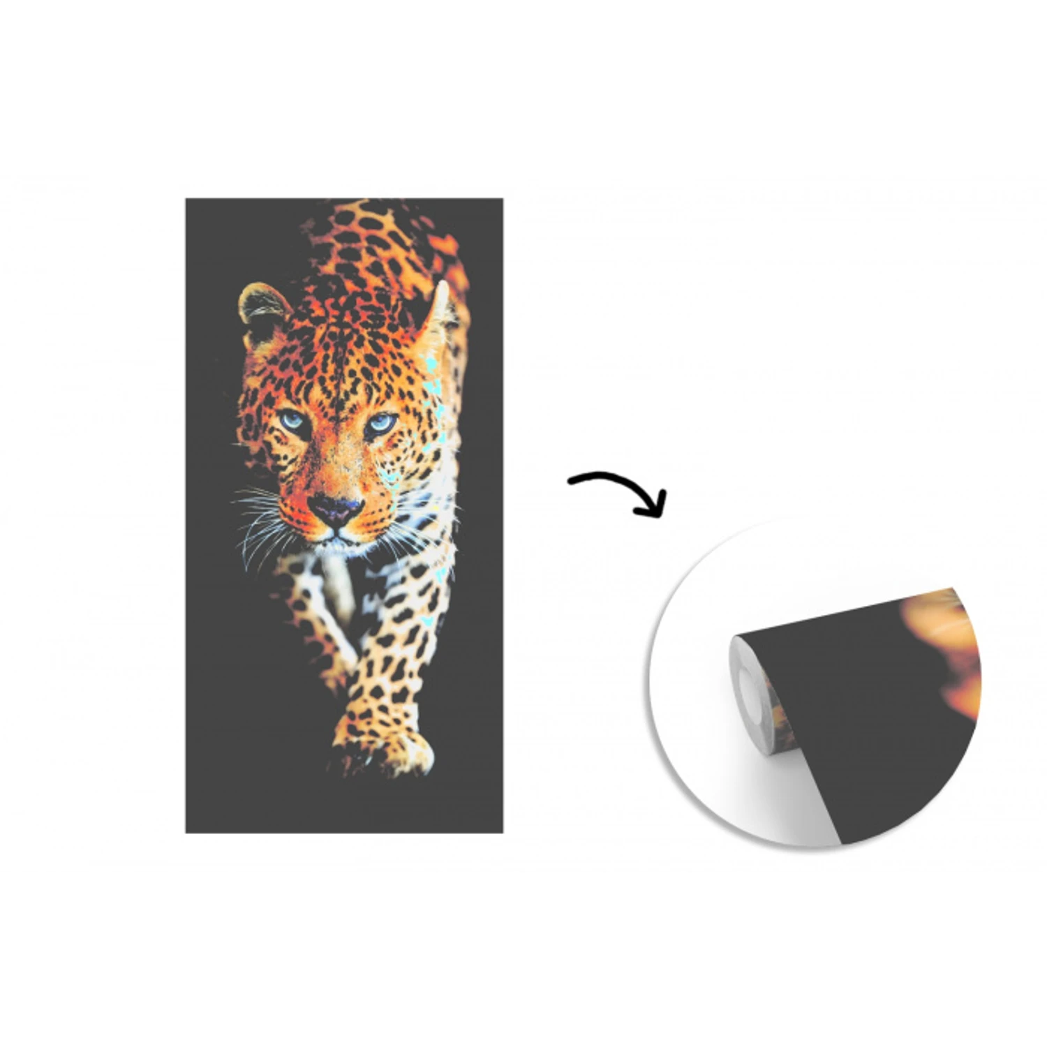 Luipaard - Dieren - Portret - Wilde dieren - Zwart fotobehang vinyl groot -3d