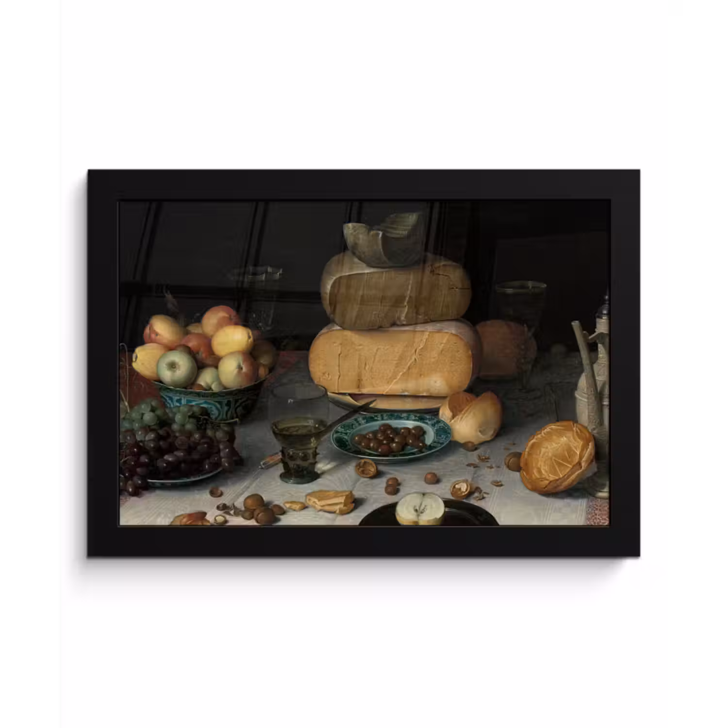 Poster met lijst - Stilleven met kazen - Schilderij van Floris Claesz. van Dijck