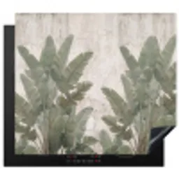 Bananenbladeren - Beton - Groen Inductie beschermer vinyl 3mm middel -3d