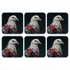 Duif - Bloemen - Wit - Zwart onderzetter kurk middel -3d