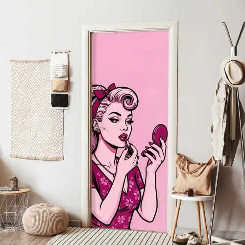 Vintage - Vrouw - Roze deurposter klein -sfeer6
