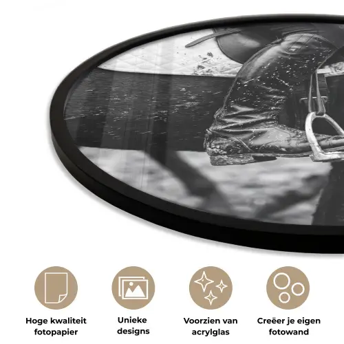 Paard - Sport - Zwart - Wit Fotolijst rond zonder passe partout klein -closeup_NL