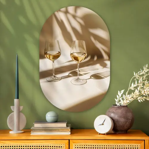 Wijn - Wijnglazen - Wit Wandcirkel Ovaal Glas middel -sfeer2