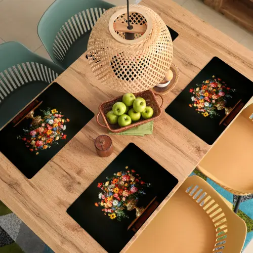 Goud - Bloemen - Kleuren - Vaas Placemat vinyl groot -zzsfeer5_Kitchenyeah-website