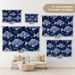 Vissen - Bloemen - Blauw Wandkleed katoen klein 269 -tsfeer8_DE