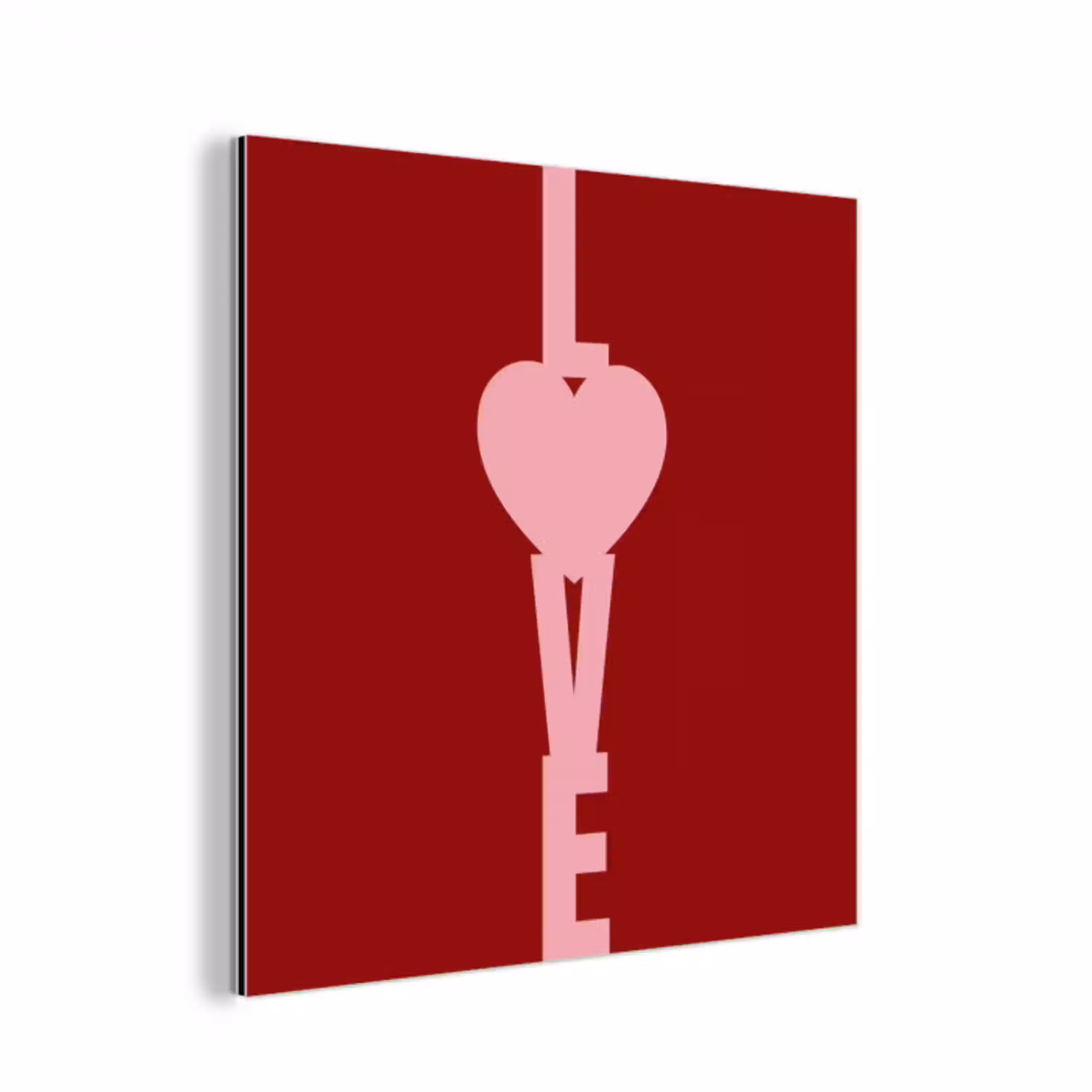 Love - Hart - Rood aluminium wit klein -3d
