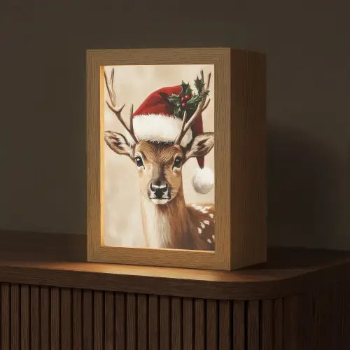 Kerst - Hert - Gewei - Rood Light Box met kabel (Tafellamp) klein -z3d_website