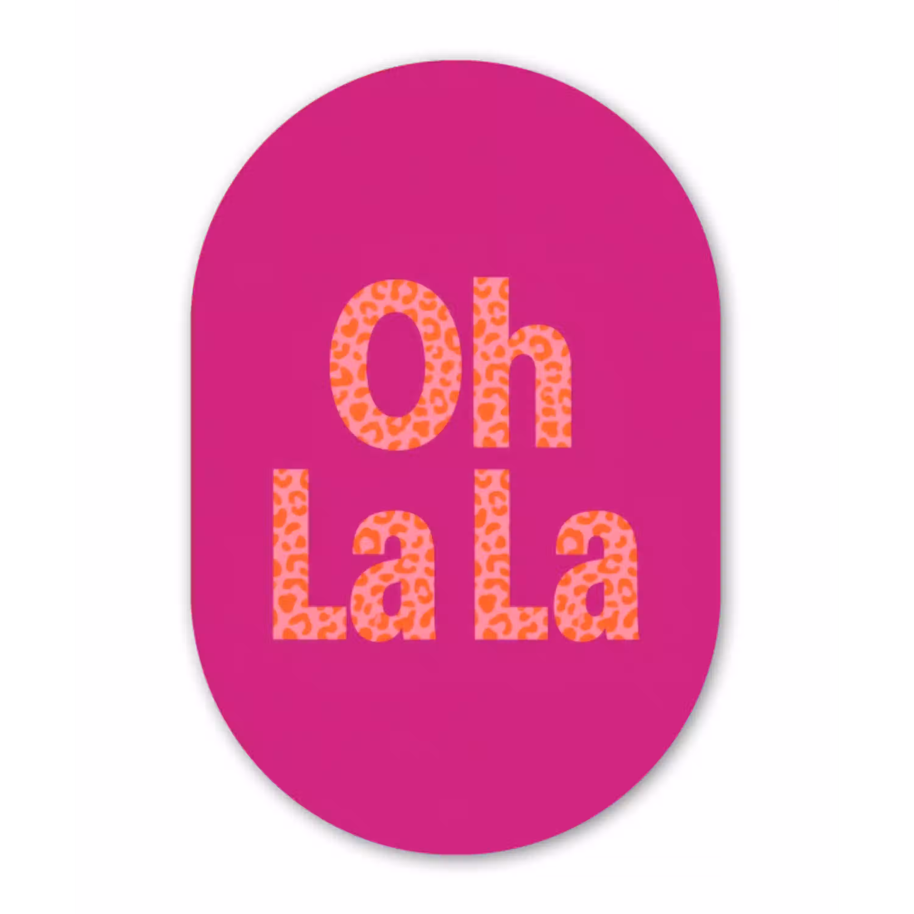 Oh la la - Luipaardprint - Roze Wandcirkel Ovaal Glas middel -3d