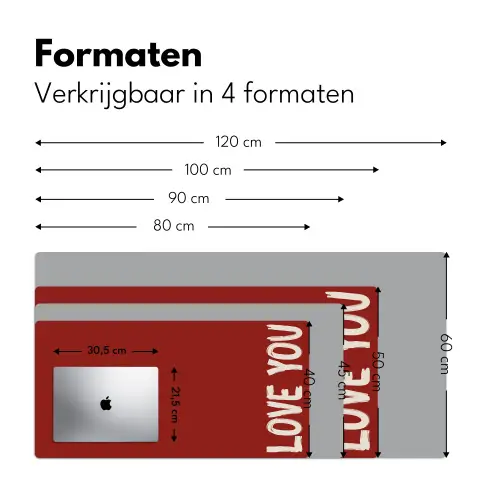 Schuin - Loveyou - Rood Muismat XXL klein -sfeer5