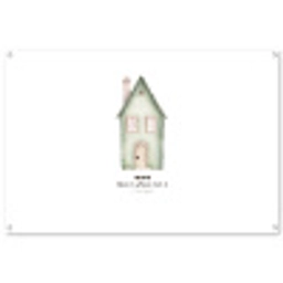 Huisje - Groen - Tekst - Liefdevol tuinposter los doek groot -3d