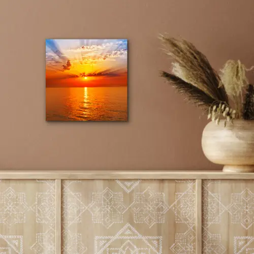 Zonsondergang - Zee - Lucht - Oranje - Horizon - Water aluminium wit klein -sfeer4
