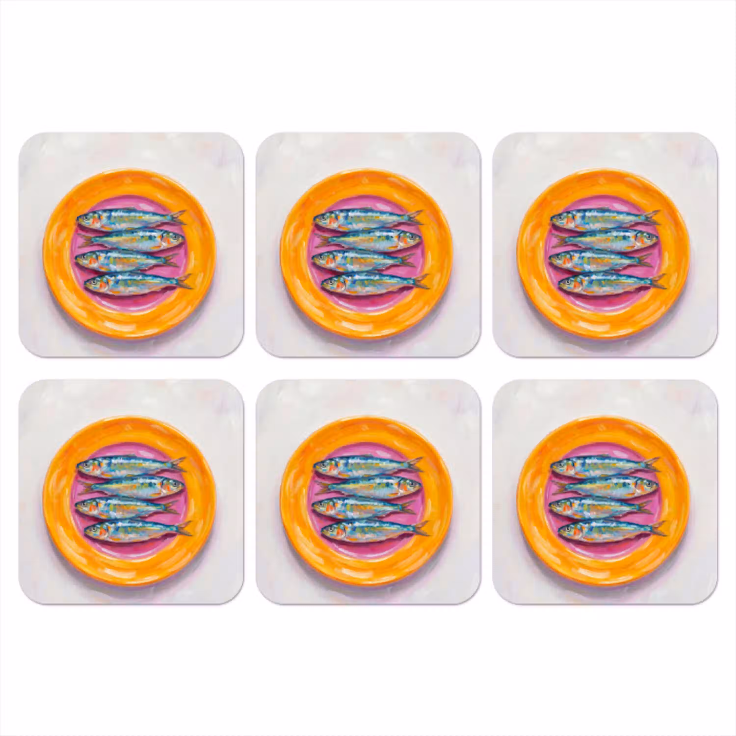 Vis - Vier - Eten - Modern - Kleurrijk onderzetter kurk middel -3d