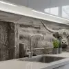 Schotse hooglander - Zwart - Wit - Hout keuken achterwand 2 middel -3d_schuin