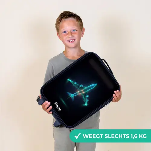Lichtgevend vliegtuig Kinderkoffer - Zwart klein -sfeer4_NL