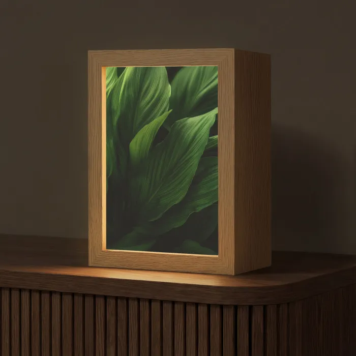 Bladeren - Schaduw - Groen - Textuur Light Box met kabel (Tafellamp) klein -z3d_website