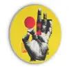 Hand - Rode cirkel - Geel Akoestische PET Vilt - Rond klein -3d