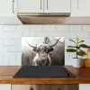 Schotse hooglander - Koe - Dieren - Zwart - Wit keuken achterwand spatscherm klein -sfeer2