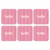 Roze - Gestreept - Belle onderzetter kurk middel -3d