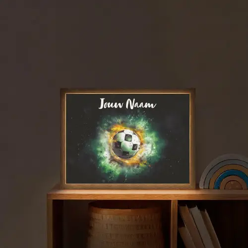 Bal - Voetbal - Groen - Oranje - Rook Light Box met batterij (Wandlamp kind) middel -sfeer1_kind