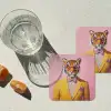 Tijger - Bril - Geel - Jasje onderzetter kurk middel -sfeer4