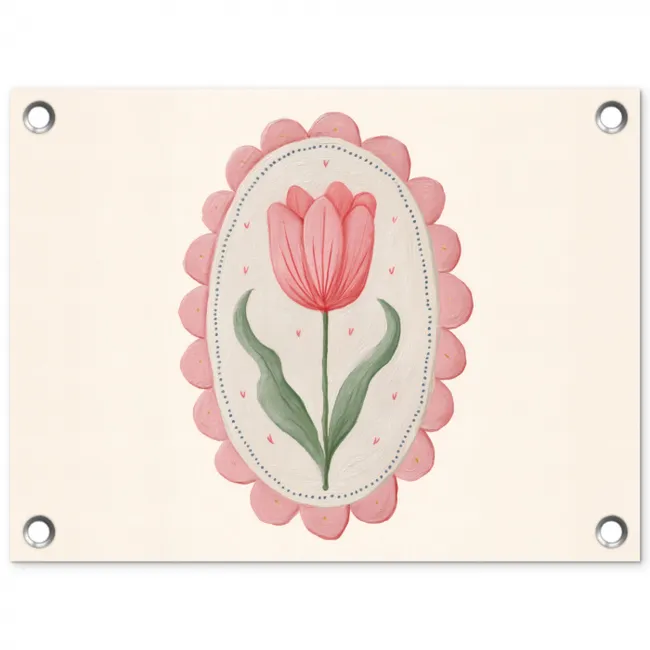 Tulp - Lijst - Ovaal - Illustratie tuinposter los doek klein -3d