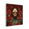 Bloemen - Dieprood - Zonnebril - Vrouw aluminium wit klein -3d