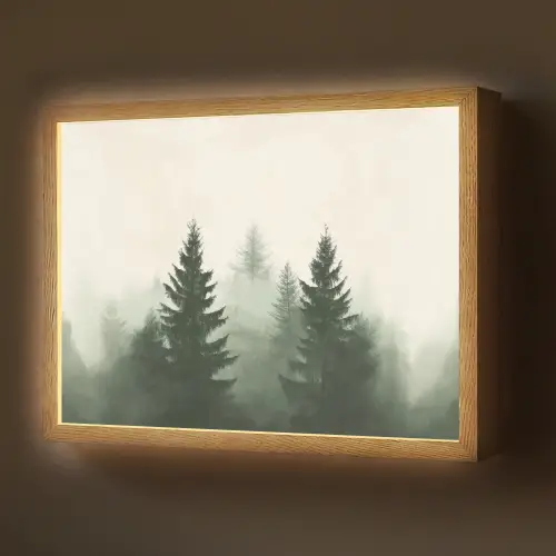 Sparren - Bomen - Groen - Beige Light Box met batterij (Wandlamp) middel -z3d_website