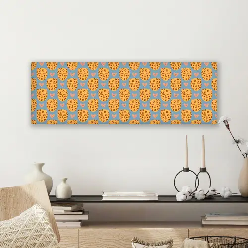 Kattenkoppen - Cirkels - Hartjes - Blauw canvas 2cm klein 828 -sfeer6