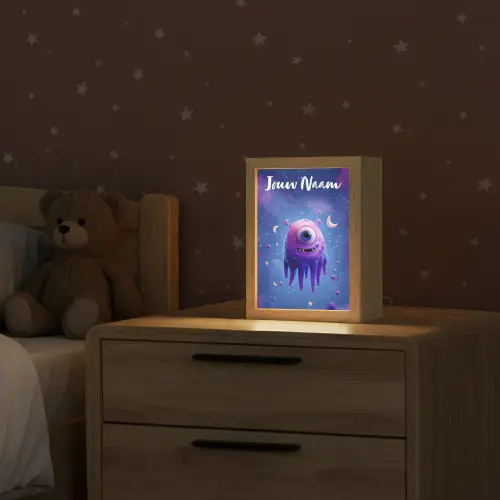 Monster - Ruimte - Sterren - Paars Light Box met kabel (Kinderlampje) klein -sfeer1_kind