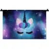 Eenhoorn - Sterren - Magisch - Blauw Wandkleed katoen klein -zz3d