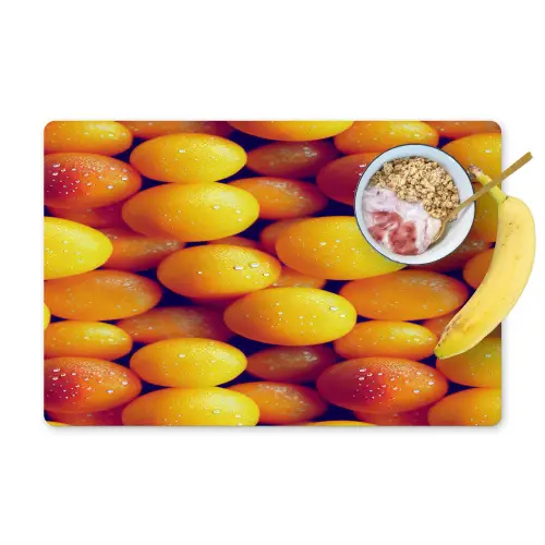 Vrucht - Waterdruppels - Oranje Placemat vinyl groot 368 -zzzproduct_Kitchenyeah-website